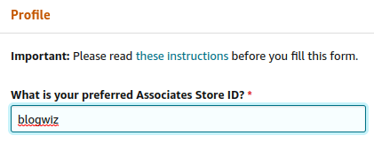 Store ID associated with Amazon partners